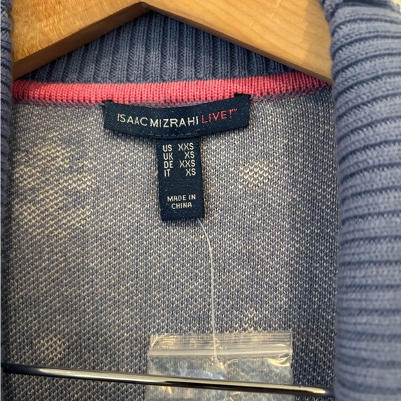 Isaac Mizrahi Blue and White Patterned Cardigan - Picture 2 of 3